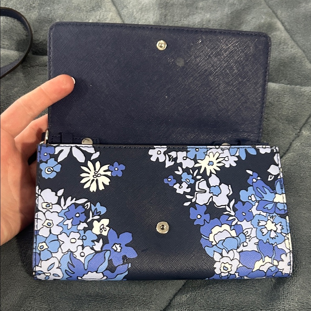 Michael Kors Black and Blue Floral Crossbody Bag with Silver Accents - Picture 4 of 5